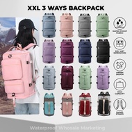 3 Ways No Logo Waterproof Backpack Duffel Sling Carry with Shoes Pocket Gym Travel Multipurpose Spor