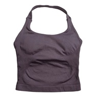 Gym Top Women Clothes Strappy Workout Tank Top Padded Sports Bra Backless Yoga Shirts Seamless Gym C