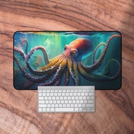 Desk Mat Octopus, Octopus Mouse Pad, Ocean themed Keyboard Mat, Colorful Gaming Desk Mat, Octopus Lover Gifts