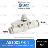 Smc Speed Controller, In Line Type, Tubing 4Mm As1002F-04