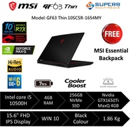 MSI GF63 Thin 10SCSR-1654MY Laptop (Intel Core i5 10500H, 4gb ram, 256gb ssd, Nvidia GTX1650Ti Max-Q