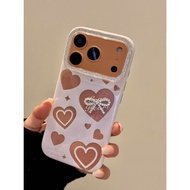 Creative ins Hollow Heart Point Diamond Bow Phone Case Suitable for ihone17promax Apple 16pro Phone 