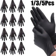1/3/5pcs Disposable Black Waterproof Auto Repair Nitrile Gloves/Disposable Food Grade Multi-size Gloves