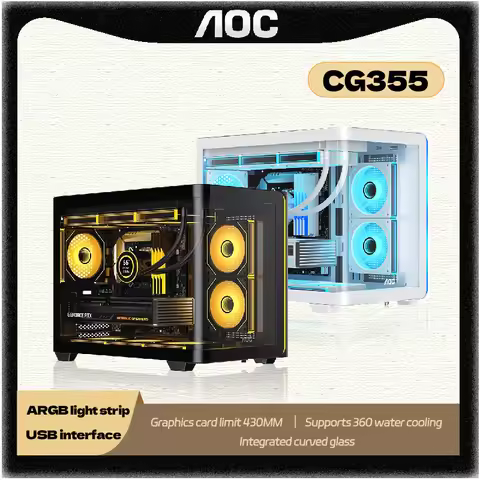 AOC Zhentian Bow CG355 MATX ITX PC gamer case integrated curved sea view room 360 water cooling comp