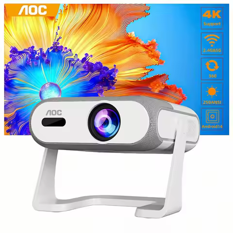 AOC HA116 Android14 Projector 250 ANSI Auto Focus 360° Stand 4K Support Dual WiFi BT5.2 Portable Min