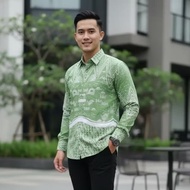 KEMEJA Antasena Batik - Semesta Sage Green Men's Slimfit Long Sleeve Batik Shirt baju kemeja lelaki