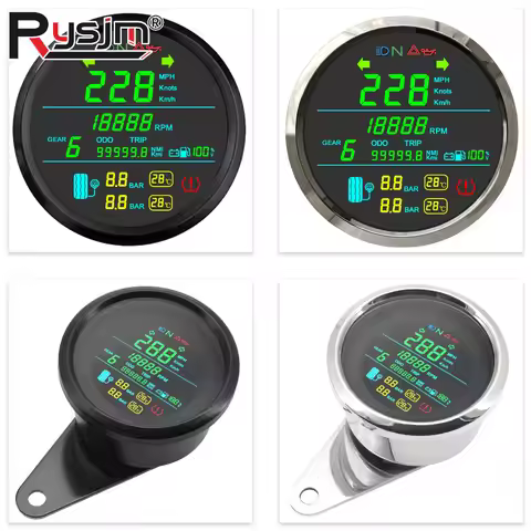 N 85mm Car Digital Motorcycle GPS Speedometer Odometer Tachometer RPM Fuel Level Gauge Volt with Tir