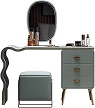 SMLZV Dressing Tables, Vanity Set, Dressing Table Set with Mirror, Makeup Desk Large Table Top, 3 Drawers Storage Cabinet, Cushioned Stool, Gift Idea, for Bedroom Furniture