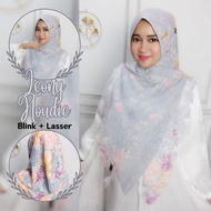 Dewisashop- Instant Hijab LEONY HOUDIE BLINK Softpad Ceruty Babydoll Printing Premium Lassercut Ori 