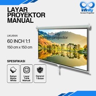 LAYAR 60 Inch Manual Projector Screen 1:1 Ratio (150 cm x 150 cm) / Screen Projector