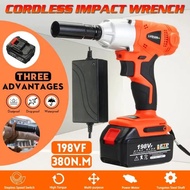 198V 198Vf 25000mAh Electric Impact Wrench High Torque Cordless Lithium Battery LED Driver Tool+ pla