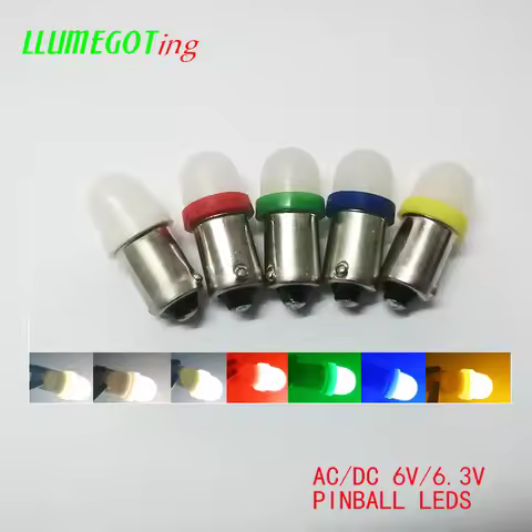 50pcs Milk White Dome BA9S T4W #44 #47 1x SMD5050 Non Polarity AC DC 6V 6.3V Various Color Bally Pin