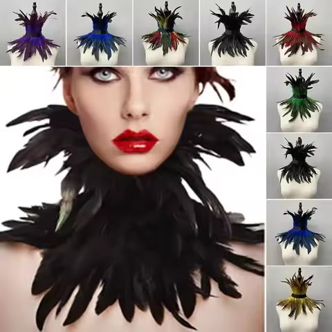 Fashion Cosplay Accessories Gothic Clothes Fur Shawl Feather Scarf Halloween Decor