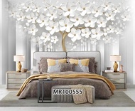 WALLPAPER DINDING 3D MURAL PHOTOWALL DINDING MOTIF BUNGA SAKURA PUTIH