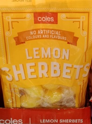 COLES Lemon Sherberts Bumper Bag of Sweets / Candy 200g NO ARTIFICIAL COLOURS OR FLAVOURS