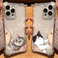 Cute Lovely Cat Kiss Face Transparent Case for iphone 17 Pro 16E 11 12 13 14 15 16 Pro Max 17 Air 11