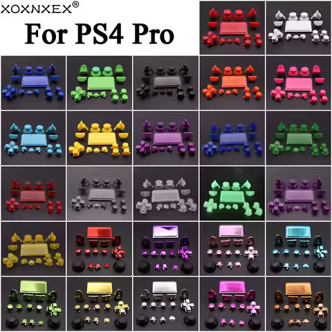 XOXNXEX 1PCS Full Sets Chrome Dpad R1 R2 L1 L2 Buttons For Sony Dualshock 4 PS4 Pro Slim JDS 040 JDS