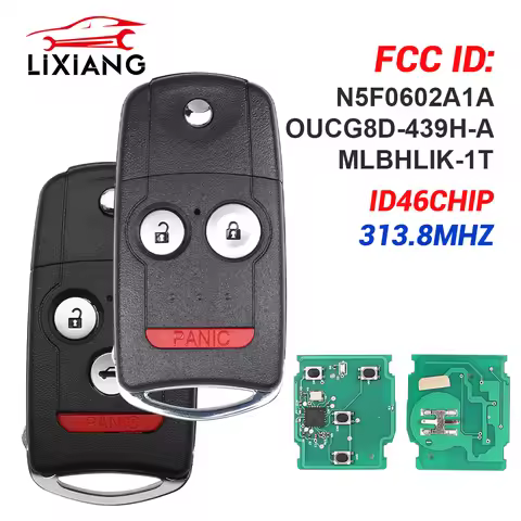 LIxiang Remote Car Key For Honda Acura MDX RDX TL TSX ZDX Fob 313.8MHz ID46 Chip MLBHLIK-1T N5F0602A