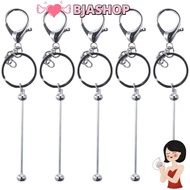 BJASHOP 5 PCS Diy Keychain Supplies, Silver Beadable Blanks Beadable Keychain Bar, DIY Crafts 14.8cm