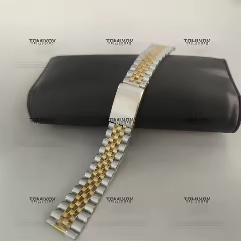 18MM 19MM 20MM 2 Tone Gold Jubilee Stainless Steel Flat End Watch Strap Band Bracelet Fit For Rolex 
