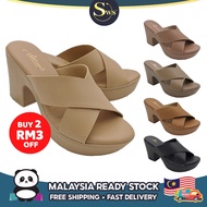 [ Hot Deals ] SWS Muslimah Kasut Tumit Tinggi Wanita Strap Silang Selesa / Women Premium Cross Strap
