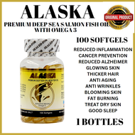 ORIGINAL AUTHENTIC Alaska Premium Deep Sea Salmon Fish Oil with Omega-3 Alaska Fish Oil 100 Softgels