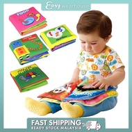 EASY WEARHOUSE Baby Soft Cloth Book English Early Educational Animal Tails Learning Fabric Book Buku