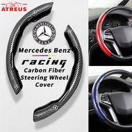 Mercedes Benz ฝาครอบพวงมาลัยพวงมาลัยรถยนต์เคสกันลื่นพวงมาลัยคาร์บอนไฟเบอร์สำหรับ Mercedes Benz EQE E