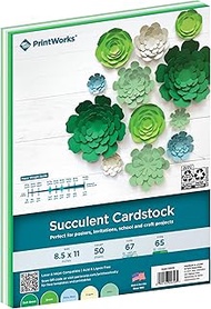 PrintWorks Succulent Cardstock 8.5" x 11" - 50 Sheets - 5 Botanical Colors for Plants, Flowers, and 