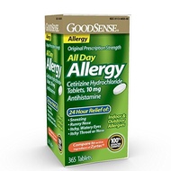 [PRE-ORDER] GoodSense All Day Allergy, Cetirizine Hydrochloride Tablets, 10 mg, Antihistamine, 365 C