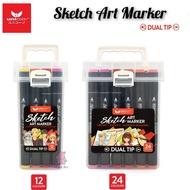 [HippoArt]Unicorn Sketch Art Marker Pen Dual Tip Set - 12/24 Colours