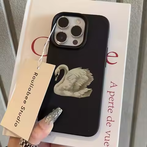 Elegant White Swan Lichee leather pattern Phone Case For Oppo Realme 15 P3X 14 13 12 11 9 9i C75 C63