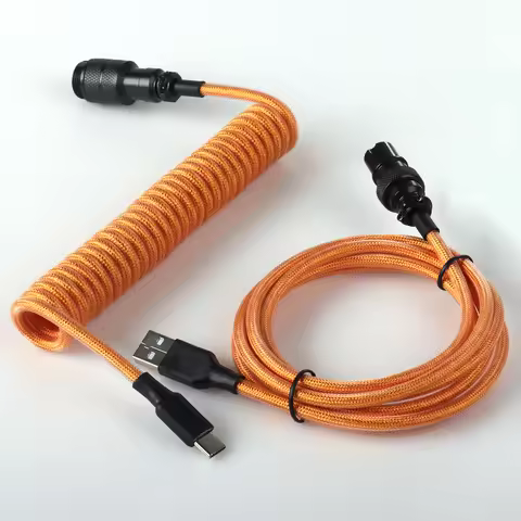 LANO Coiled Cable Type C Keyboard 1.5Meter Mechanical Keyboard Data Cable Wite Aviator Connector Sui