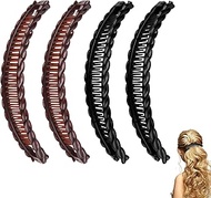 4 Pieces Banana Hair Claws Black and Brown - Decorative Hair Accessories Clips for Long Hair, Hair C