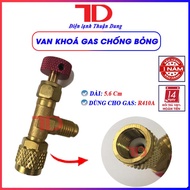 Van khóa gas chống bỏng HongSen dùng nạp gas điều hòa R32 và R410A đầu đực phi 6 (1/4") - đầu cái ph