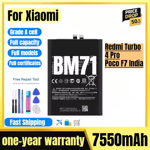 BM71 for Xiaomi Redmi Turbo 4 Pro/Poco F7 India Phone Battery High Quality High Capacity Replacement