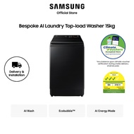 [Climate Voucher Eligible] Samsung WA80F15B6BSP Bespoke AI Laundry Top-load Washer, 15kg, Black Cavi