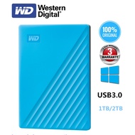 【Ready Stock】WD-My PassPort HDD 2TB 1TB External Hard Drive Disk USB 3.0 Protection HDD