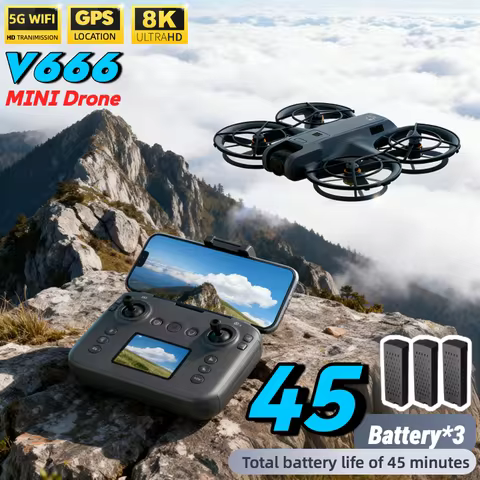 For Xiaomi V666 MINI Drone 8K Professional WIFI 5G Dron Obstacle Avoidance Brushless Altitude Headle