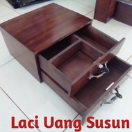 laci uang kasir / kotak tempat uang untuk toko warung. kayu jati. kuat halus. murah