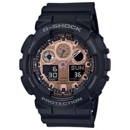 [Powermatic] Casio G-Shock Ga-100Mmc-1A Metallic Accent Color Rose Gold Series Black Resin Band Men'S Sports Watch