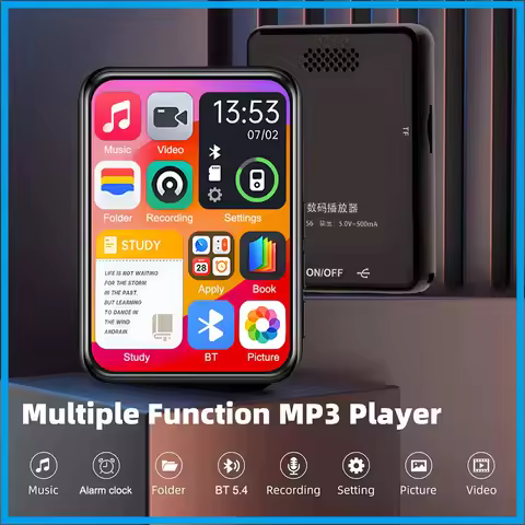 2026 New MP3 Player Bluetooth 5.4 Touch Screen HiFi Lossless Music Play Built-in Speaker 32GB Suppor