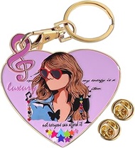 2-in-1 Keychain Brooch Birthday Gifts Singer-Inspired Merch, Music Lover Gifts Pink Musical Fan Badg