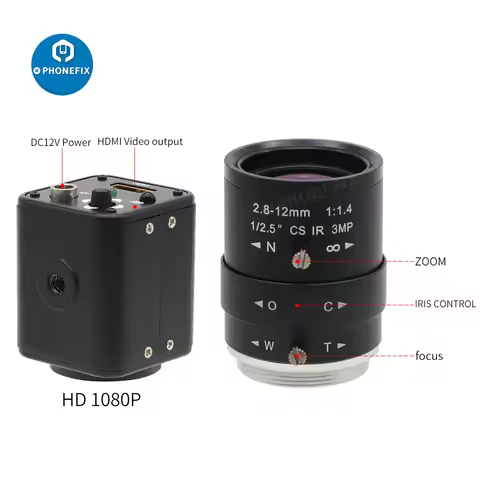 Full HD 1080P 2.0MP HDMI Industrial Video Live Stream Camera 3MP 1/2.5" F1.4 2.8-12mm CCTV Lens CS C
