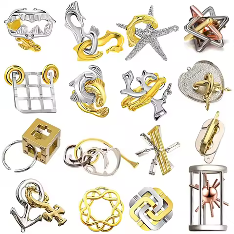 Magic Difficult Metal Brain Teaser Puzzles For Adults Kids Fun Challenge IQ Logic Test Disentangleme