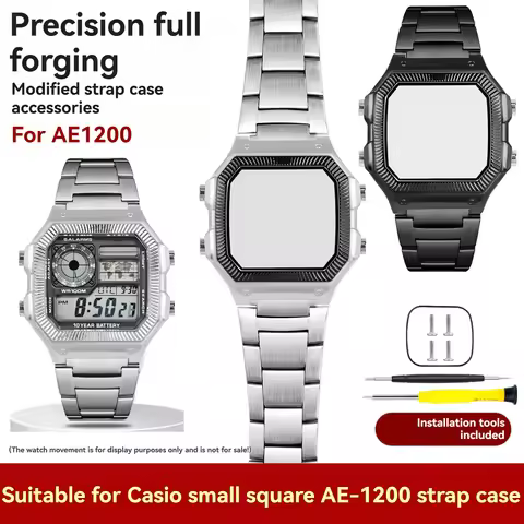 AE-1200 Stainless Steel strap&Case For Casio 3299 AE-1200WH Watch Case Modified Metal Case Shell HD