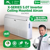 X-SERIES 5HP Ceiling Mounted Aircon INVERTER 3D Air Flow Slim Design Built-in Drain Pump Energy Savings Ceiling Mounted Air Conditioner (White) [XACM5iX]