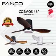 FANCO COSMOS 48" DC MOTOR CEILING FAN WITH 3 COLOR LIGHT 3 BLADE REMOTE CONTROL 6 SPEED Kipas Siling