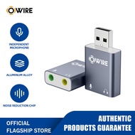 OWIRE USB การ์ดเสียง USB to 3.5 Jack ซาวด์การ์ด Audio 3D Sound Virtual 7.1 Channel การ์ดเสียงโลหะ กา