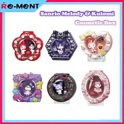 Rement Genuine Sanrio My Melody Kuromi Miniature Makeup Table Original Blind Box Mini Vanity Cosmeti